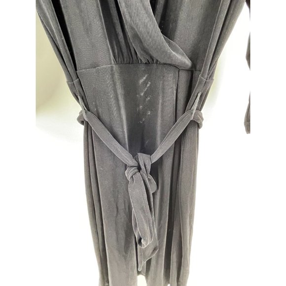 Coldwater Creek Petite Black 3/4 Sleeve Belted Stretch Wrap Dress Size PM - Picture 4 of 14